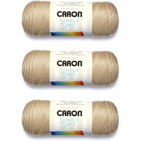 Caron Simply Soft Bone Yarn - 3 Pack of 170g/6oz - Acrylic - 4 Medium (Worsted) - 315 Yards - Knitting/Crochet