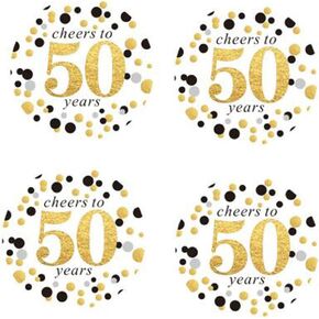 2" Round 50 Pack of Cheers to 50 Years Label Stickers Birthday Party Sticker Labels 50th Birthday Party Favor Stickers 50th Birthday Party Decoration