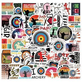 62Pcs Archery Stickers Pack, Cartoon Cute Vinyl Waterproof Decals for Water Bottle,Laptop,Phone,Skateboard,Scrapbooking,Bumper Gifts for Kids Teens Adults Fans for Party Supply