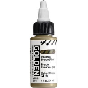 High Flow Acrylics by GOLDEN, Iridescent Bronze (Fine), 1 fl. oz. Bottle, Professional Acrylic Paint, Semi-Opaque