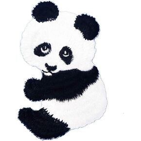 Cute Panda Embroidered Iron On Patch Love Sweet Cute Black White Wildlife Animal Backpack Camping Nature