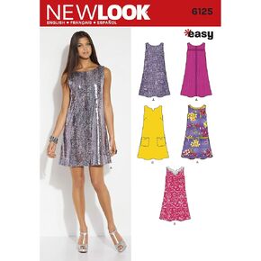 New Look Misses Easy Dress Sewing Pattern 6125, Size 10-16-18-20-22 for Women