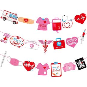 Nurse Theme Banner Nurse Graduation Party Bunting Decorations Congrats to Nurse Garland for Hospital Rn Theme Party Medical School Graduation Party Nurse Day Party Birthday Party Decorations