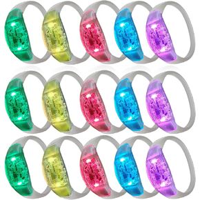 20 Pcs LED Glow Bracelets Sound Activated LED Bracelets Light Up Bracelets Music Control Color Changeable Party Favors for Rave, Concerts,Wedding,Birthday,Carnival,Valentine's Day,Class Reward