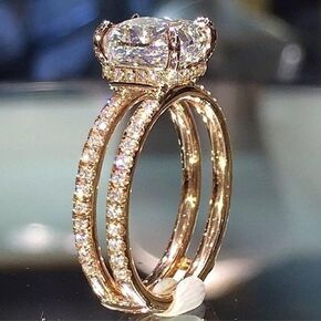 18k Gold Filled Full Shiny Double Row CZ Crystal Ring