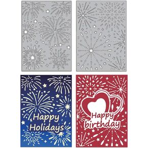 GLOBLELAND 2Pcs Fireworks Background Cutting Dies for Card Making Metal Fireworks Frame Die Cuts Embossing Stencils Cutting Dies Template for Scrapbooking Journal Craft Decor