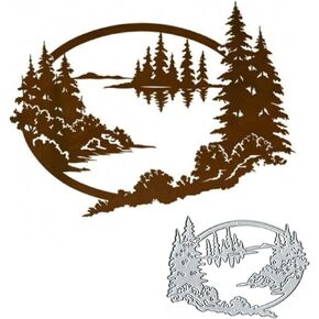 1 Pcs Forest Tree Water Die Cuts,Leaf Flower Mountain Christmas Metal Cutting Dies, DIY Scrapbooking Artist Cutting Dies Stencils Craft Album Embossing Paper for Card Making, Sliver,
