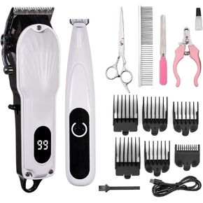 Grooming Kit and Paw Trimmer for Cat Dog 2 in 1 Cordless Hair Clippers for Matted Hair Cats Dogs Quiet Shaver for Long Hair Pets Horse Animals
