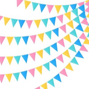 Outus 6 Sets Rainbow Pennant Banner Flags Garland Multicolor Bunting String Triangle Flags Bulk Rainbow Bunting for Carnival Birthday Party Festival Decorations(Vivid Colors)