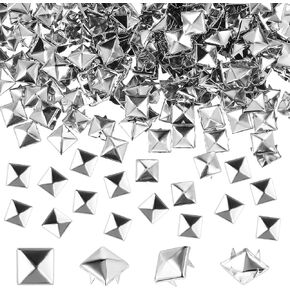 cobee 500 Pcs 10 mm Studs for Clothing, Square Silver Pyramid Studs and Spikes, Metal Spike Studs Punk Spikes for Clothing Bag Leather Shoes Punk Rock Jewelry Craft