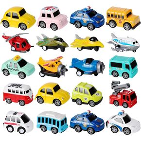 18 Pack Assorted Pull Back Cars and Airplanes Toy Set, Mini Die-cast Metal Friction Powered Vehicles Toy for Kids Boys Girls