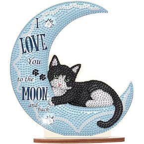 JISHSHAY Cat Diamond Art Kits for Adults Tabletop Decor Diamond Painting Accessories Desk Ornaments Diamond Art Accessories Office Desk Decor Diamond Painting Kits for Adults Gem Art Wall Decor
