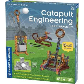 Thames & Kosmos Catapult Engineering STEM Maker Kit, Build 6 Models of Unique Medieval Machines, Explore Mechanical Physics, Includes Safe Foam Balls & Soft-Tipped Projectiles, Suitable for Ages 8+