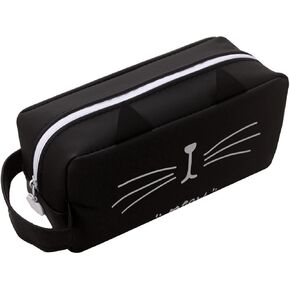 Aisa Pen Pencil Case Adorable Cat Large Capacity Pencil Pouch Stationery Storage Bag Black