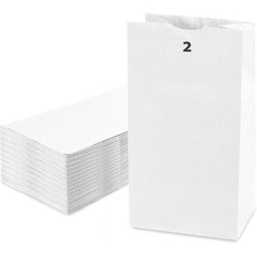 Fit Meal Prep 200 Pack 8 lb White Paper Lunch Bags, 12.4 x 6 x 4" Premium White Paper Bags Bulk for Small Business, Recyclable Paper Snack Sacks, Durable Paper Grocery Bag for Food Storage, Packing