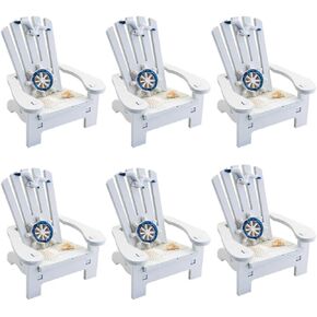 Toyvian 6 PCS Mini Beach Chair Decor Dollhouse Miniature Furniture Pine Wood Mini Beach Marine Ornament Fairy Garden Accessories Nautical Home Decor