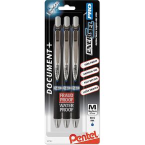Pentel BLP77BP3C EnerGel PRO Retractable Gel Pen, Medium 0.7mm, Blue Ink, Black Barrel, 3/Pack