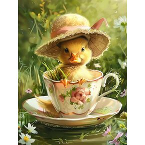 Kaliosy 5D Diamond Art Kits for Adults Duck Cup by Number Kits, Diamond Painting Art Animal DIY Full Drill Crystal Craft Cross Stitch Embroidery Decoration (12x16 inch) 30x40 cm