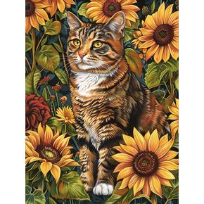 VAIIEYO 5D DIY Diamond Art Kits for Adults Cat, Diamond Painting Animal, Paint by Numbers Full Drill Round Rhinestone Craft Canvas for Home Wall Decor Gift 12x16 inch-20