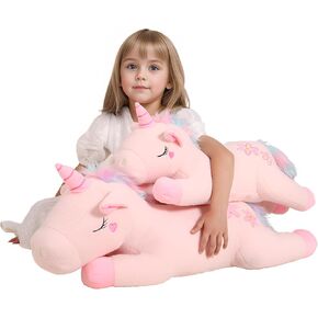 32inch Cute Giant Pink Unicorn Plush, Jumbo Soft Body Pillow Pet, Large Rainbow Unicorn Stuffed Animals Toy, Big Doll for Kids Girls and Boys Halloween, Christmas, Thanksgiving, Birthdays Gifts