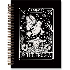 Tarot Frog Spiral Notebook,Gothic Style Skull Notebook Journal for Work Office School Teacher,Cute Notebooks for School Supplies Home Office,Black Hard Cover Journal Notebooks