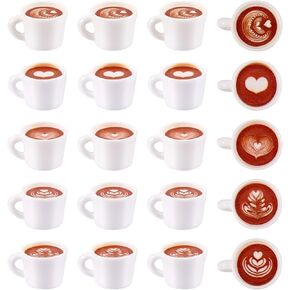 20Pcs Resin Mini Coffee Cups Miniature Kitchen Set Fake Drink Food Coffee Mug Lovely Tableware Coffee Dollhouse Ornaments for Desktop Decorations Crafts for Adult
