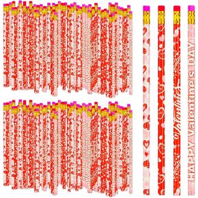 Kolewo4ever 100 Count Valentines Pencils Red Heart Pencils Bulk With Eraser Tops for Valentines Day Teacher Children Classrooms Party Bag Goodie Bag Filler Favor Supplies (100)