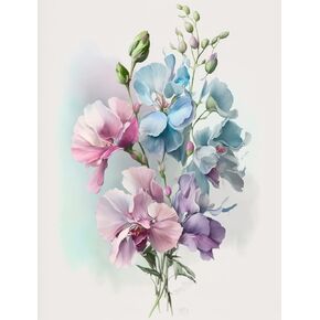 5D DIY Diamond Painting Kits for Adults Sweet Pea Flower Full Drill Embroidery Cross Stitch Crystal Rhinestone Paintings Pictures Arts Wall Decor Painting Dots Kits 8x12 inch