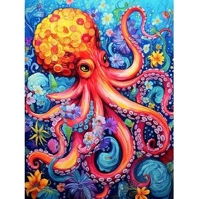 Yomiie Paint by Numbers Kits for Adults, Octopuses DIY Canvas Acrylic Paint Kits, Easy Paint by Numbers for Beginners and Adults, Arts Craft for Home Wall Decor 16x20 inch