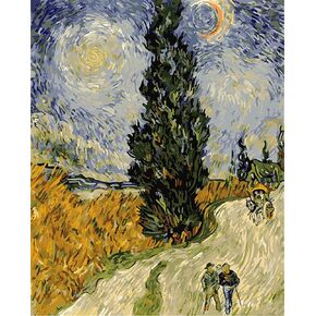 Meecaa Paint by Numbers XXXX Kit for Adults Beginner DIY Oil Painting 16x20 inch (Cypress Wheat Field, Framed)