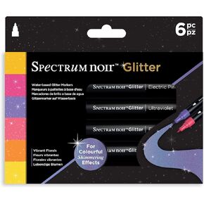 Crafter's Companion SN-Glitter Marker Florals-6pc Set, pkg of 6, Vibrant Florals