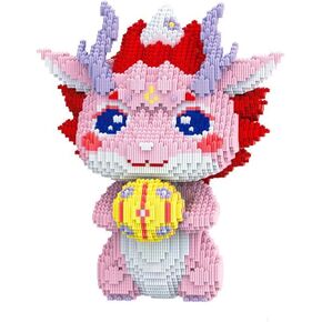 HONLANCH Animal Pink Dragon Micro Building Blocks Set（13500PCS 40cm High Series） Gift for Adults and Kids