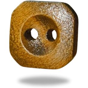 Will Bottom | Design 26 | Square Shape |Natural Brown Long Wooden Buttons - 2 -Holed Craft Buttons (Pack of 5).