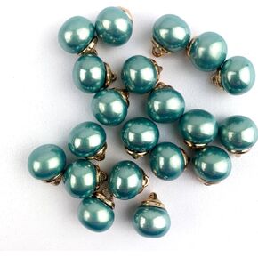 Heyiwell 20 PC Assorted Round Pearl Buttons with Metal Shank for Wedding Dresses,Shirt,DIY Sewing Accessories 10mm