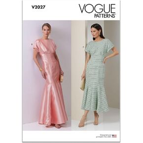 Vogue Misses' Close-Fitting Lined Dress Sewing Pattern Packet, Design Code V2027, 4-6-8-10-12, Multicolor