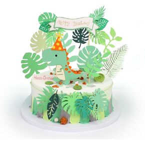 11PCS Cute Dinosaur Cake Toppers, Cute Zoo Birthday Cake Inserts Decoration for Kids Baby Children Boys Girls Birthday Party Supplies