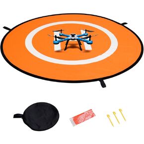 QWORK Double Sided Helicopter Landing Mat, Waterproof 110cm/43" Drones Landing Pad Compatible with RC Drones Helicopter Antel Robotic, PVB Drones, 3DR Solo, (Blue & Orange)