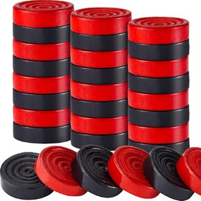 Sumind 48 Pieces Wooden Checkers Pieces 1.06 Inch Checker Pieces in Drawstring Storage Pouch Board Game with Stackable Ridge for Travel Office Backgammon Game, Red and Black