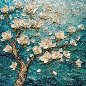 Flower Puzzle Puzzles for Adults 1000 Pieces, Hard Plant Floral Art Jigsaw Puzzles. Vintage Flower Painting Puzzle Almond Blossom