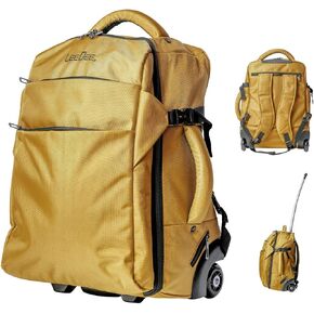 LeeDee Rolling Backpack, Wheeled backpack, Backpack with wheels, Business, Travel, Laptop, Carry-on luggage (Gold)