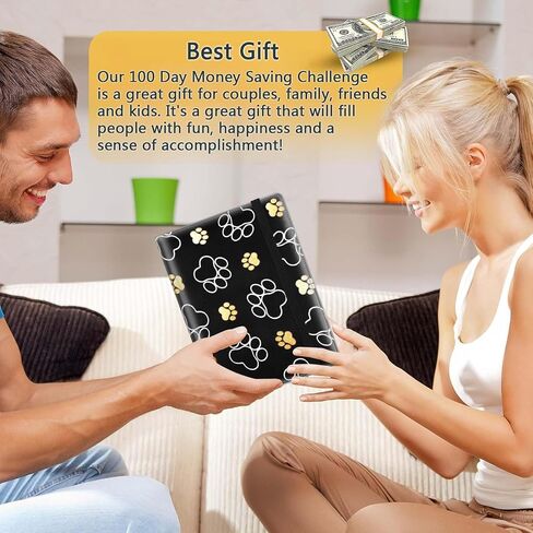100 Envelopes Money Saving Challenge, Money Saving Budget Binder with Cash Envelopes, Motivational Process to Save $5050, A5 Saving Challenge Book - Cute Dog Paw Prints in Kuwait