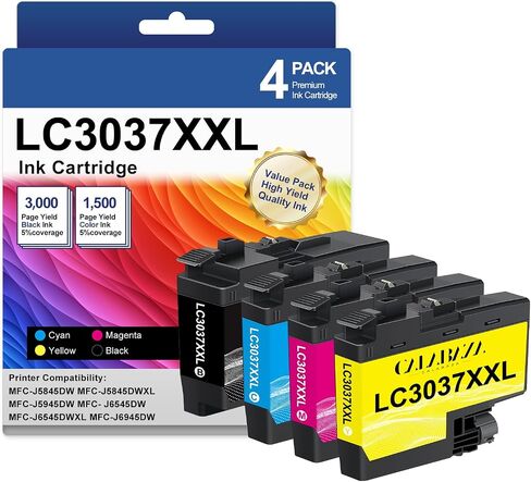 خراطيش حبر LC3037XXL متوافقة مع Brother LC3037 LC3037XXL LC3039 خرطوشة حبر بديلة لطابعة Brother MFC-J5845DW MFC-J5945DW MFC-J6545DW (4PK: أسود/سماوي/أرجواني/أصفر) in Saudi Arabia