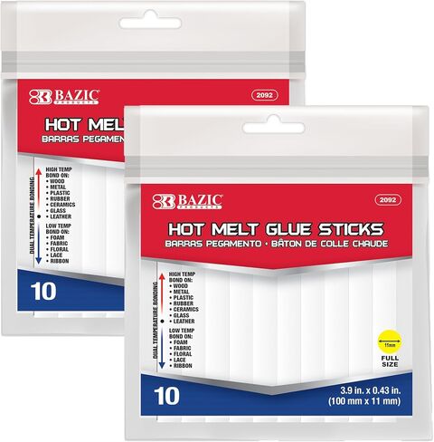 BAZIC Hot Melt Glue Sticks Dual Temp Full Size 3.9" x 0.43", All Purpose Industrial Glue Stick, Quick Repair Home Improvement Crafts (10/Pack), 1-Pack in Saudi Arabia