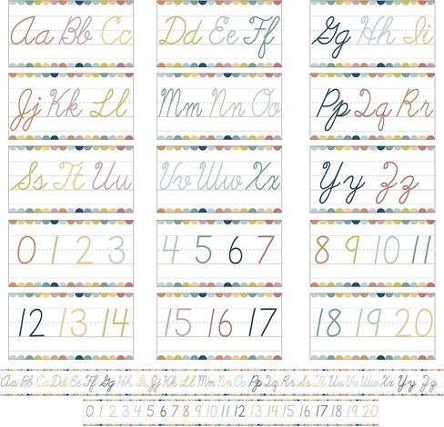 15 Pieces Cursive Alphabet Line Bulletin Board Set Alphabet for Classroom Wall ABC Alphabet Banner Alphabet Classroom Wall Strips Wall Decor for Pre-School Kindergarten Elementary Nursery Homeschool in Kuwait