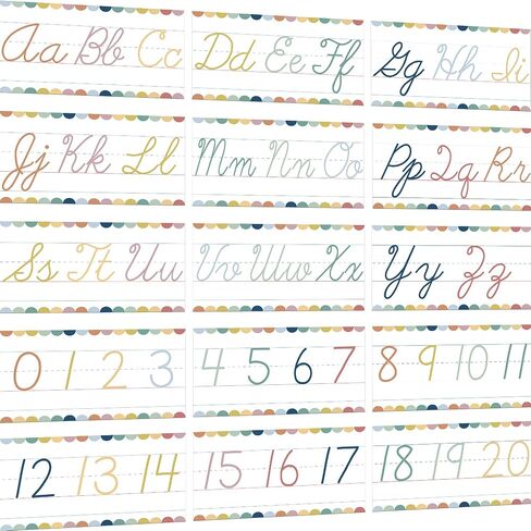 15 Pieces Cursive Alphabet Line Bulletin Board Set Alphabet for Classroom Wall ABC Alphabet Banner Alphabet Classroom Wall Strips Wall Decor for Pre-School Kindergarten Elementary Nursery Homeschool in Kuwait