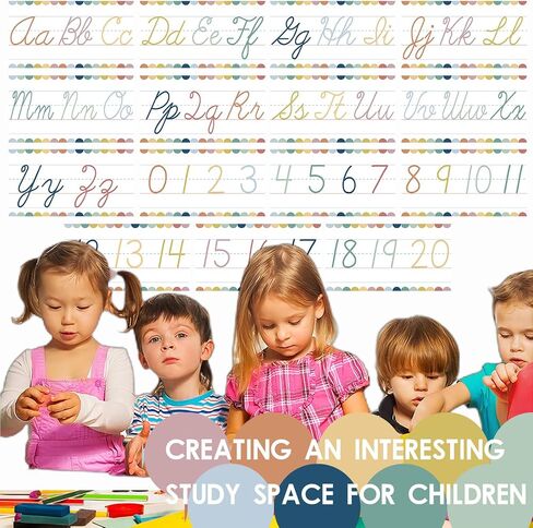 15 Pieces Cursive Alphabet Line Bulletin Board Set Alphabet for Classroom Wall ABC Alphabet Banner Alphabet Classroom Wall Strips Wall Decor for Pre-School Kindergarten Elementary Nursery Homeschool in Kuwait