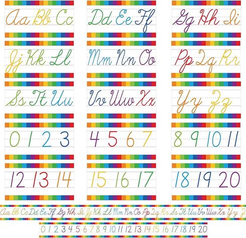 15 Pieces Cursive Alphabet Line Bulletin Board Set Alphabet for Classroom Wall ABC Alphabet Banner Alphabet Classroom Wall Strips Wall Decor for Pre-School Kindergarten Elementary Nursery Homeschool in Kuwait