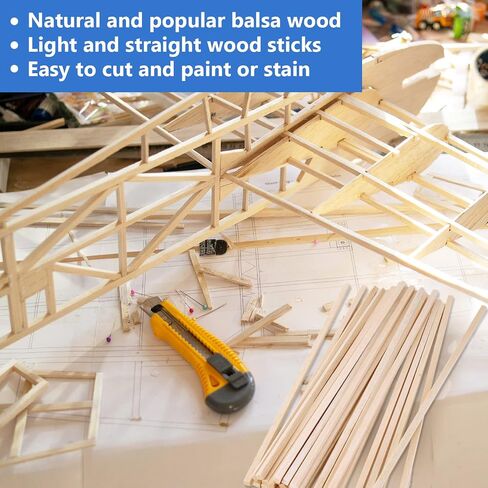 280 Pieces Balsa Wood Strips 1/8 x 1/8 x 12 Inch Balsa Wood Sticks Square Wooden Dowels Wood Dowel Rods Unfinished Wood Strips for Crafting Projects Models Making Supplies in Saudi Arabia