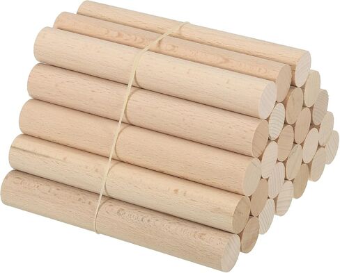patikil 3/4 × 6 بوصة قضبان وتد العصي الخشبية، 25 جهاز كمبيوتر شخصى قضبان وتد خشبية غير مكتملة قضبان وتد مستديرة العصي الخشبية الصلبة للحرف اليدوية وديكور المنزل in Saudi Arabia