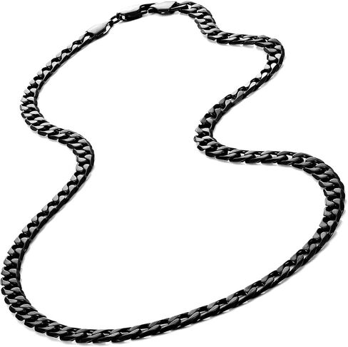 Classic Mens Link Chain Necklace, Cuban Style, Silver, Black or 24K Gold Plated, 316L Stainless Steel Link Chain 19", 21", 23", 26" Inches (6, 8, 10 mm Wide) Branded Gift Box, Men's Jewelry Gift in Saudi Arabia